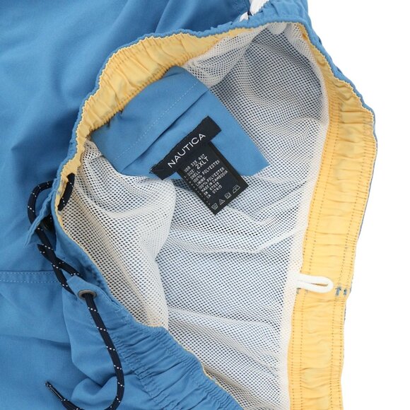 NWT Nautica White Stripe Blue Swim Trunks Shorts 2XLT 2XL Tall - Picture 4 of 5